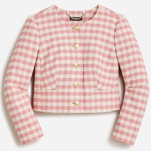 J. CREW Louisa Lady Jacket in Gingham Terry Tweed NWT
